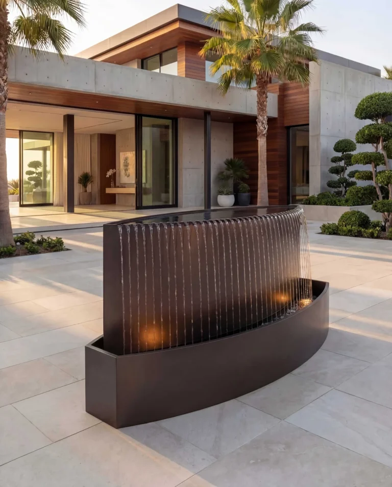 TKS Curved Architectural Rain Waterfall outdoor waterfall water feature