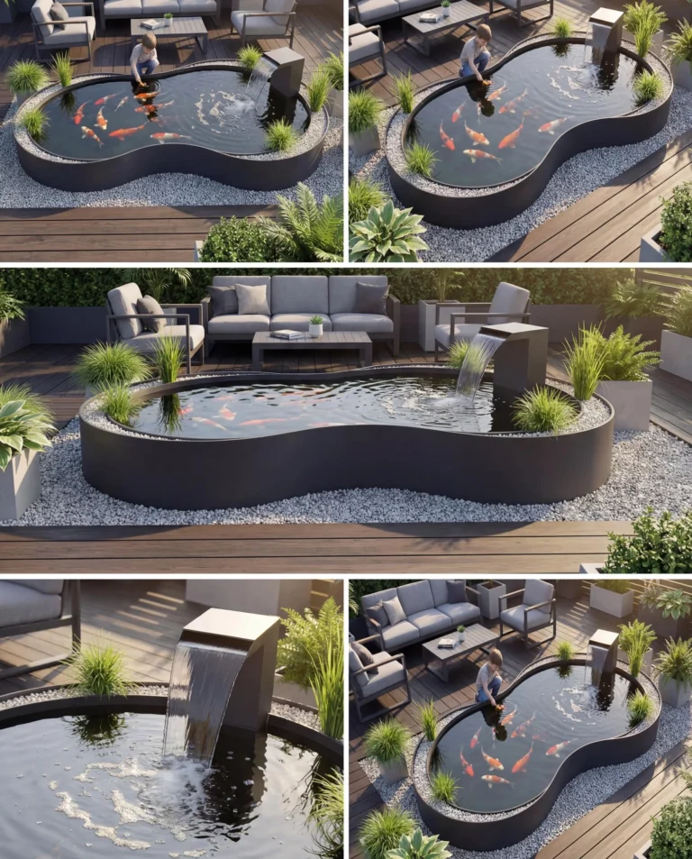 Sculptural Koi Pond Water Feature outdoor waterfall water feature