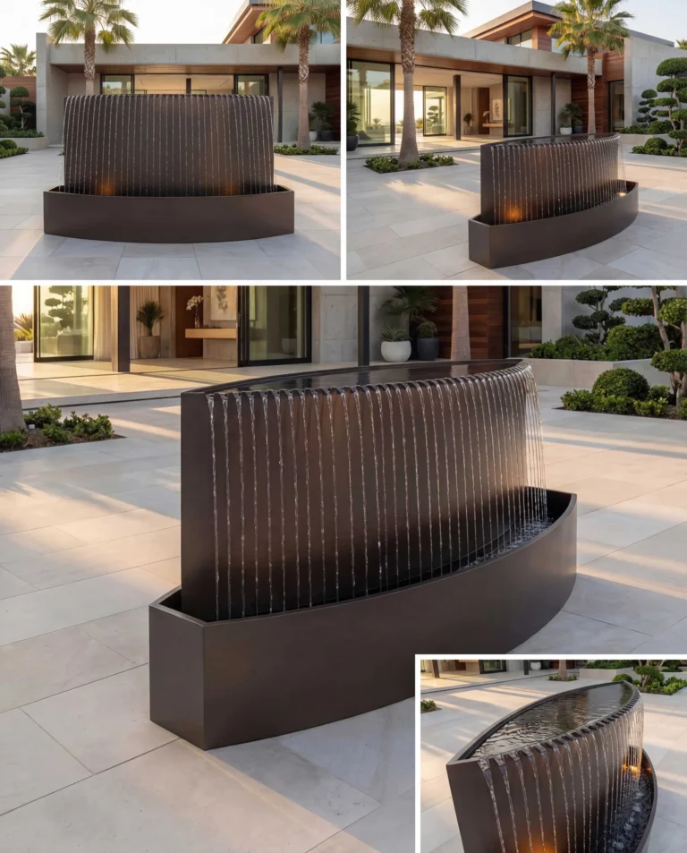 TKS Curved Architectural Rain Waterfall outdoor waterfall water feature