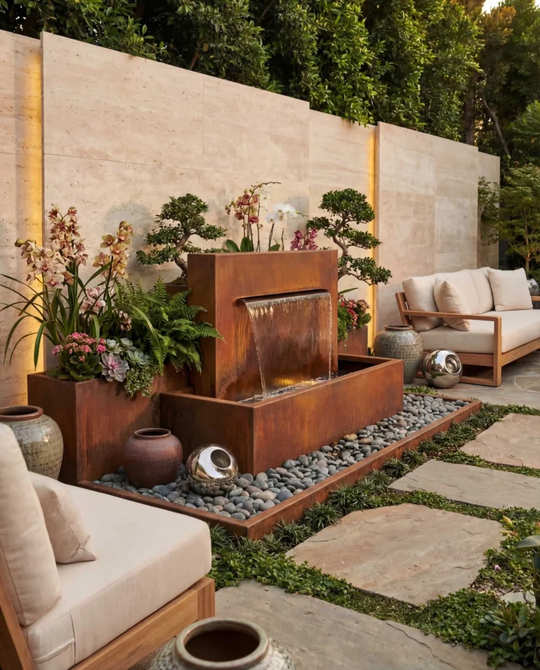 DS100 Corten Architectural Waterfall outdoor waterfall water feature