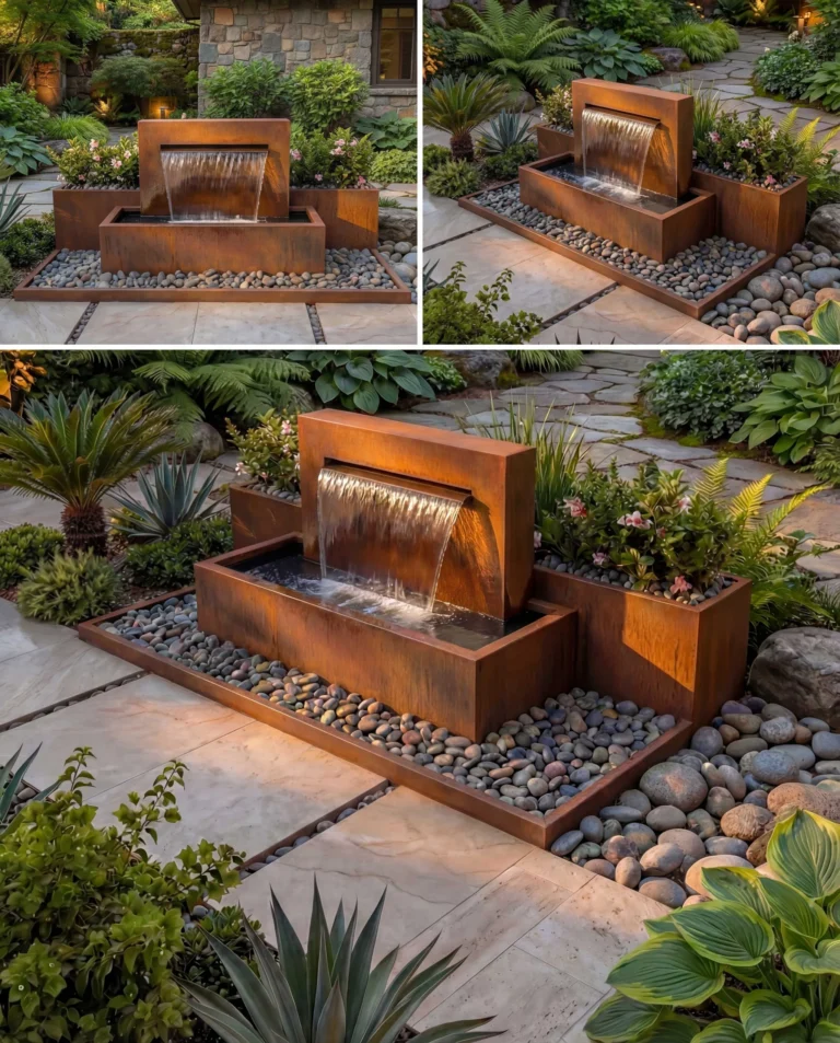 DS100 Corten Architectural Waterfall outdoor waterfall water feature