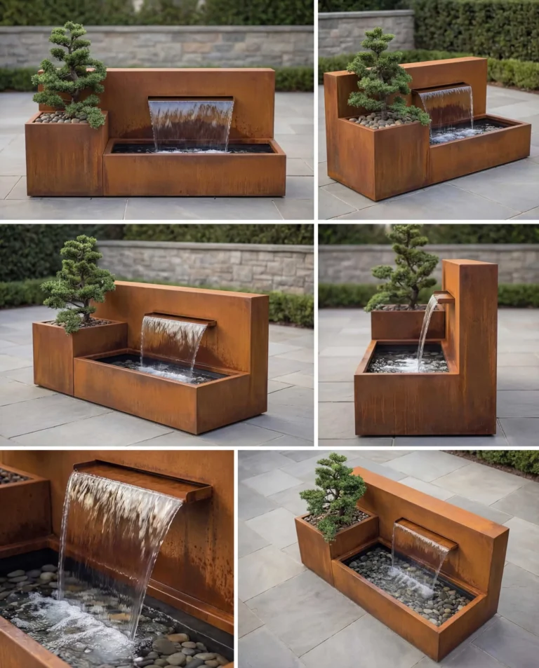 DS120 Corten Architectural Hybrid Waterfall outdoor waterfall water feature