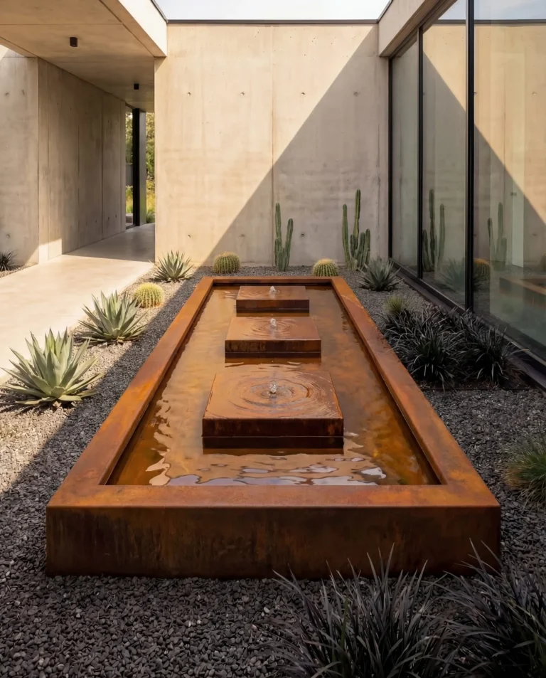KYSB Pathway Corten Linear Architectural Waterway outdoor waterfall water feature