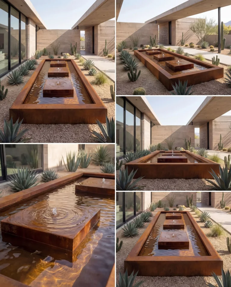 KYSB Pathway Corten Linear Architectural Waterway outdoor waterfall water feature