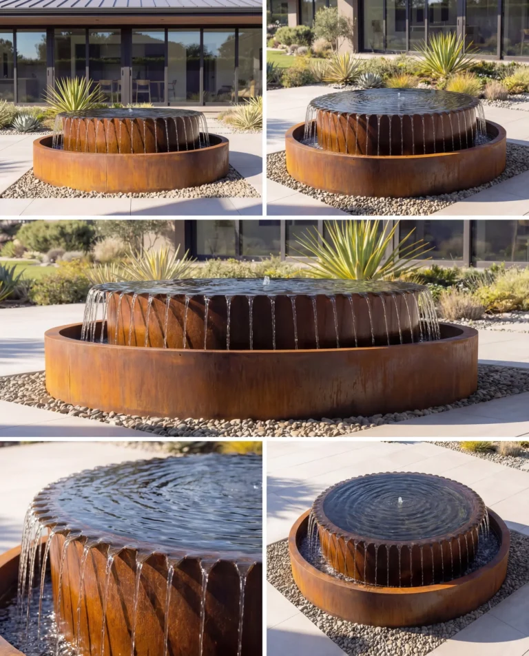 TOS Corten Circular Architecture Infinity Waterfall outdoor waterfall water feature