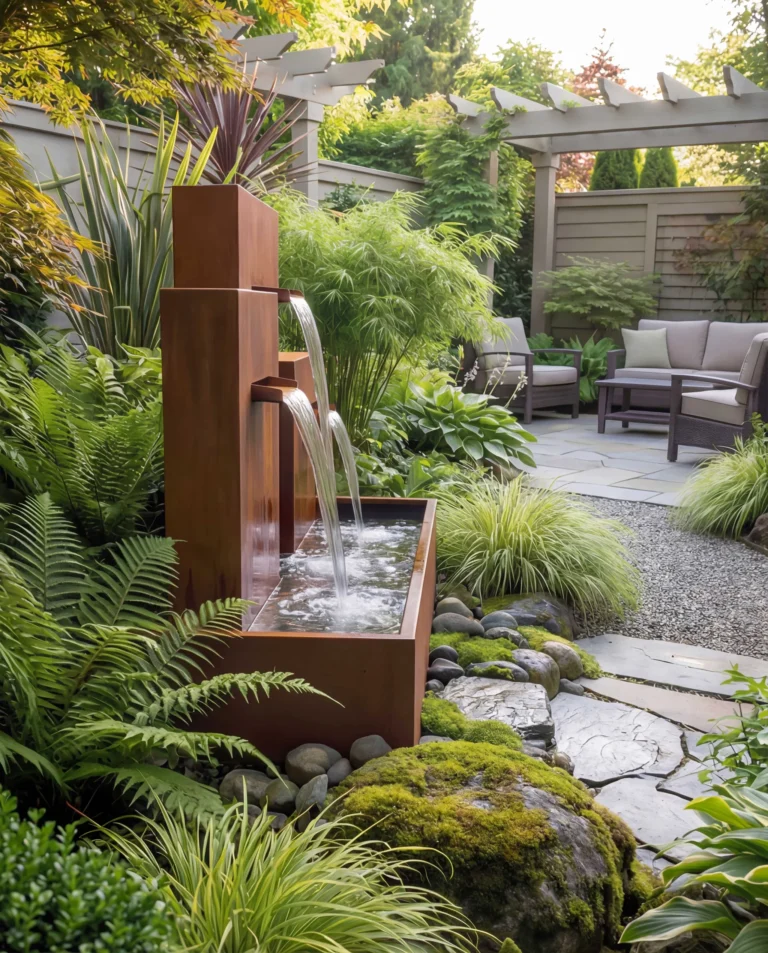 CW300 Corten Three-Step Waterfall For Large Gardens outdoor waterfall water feature