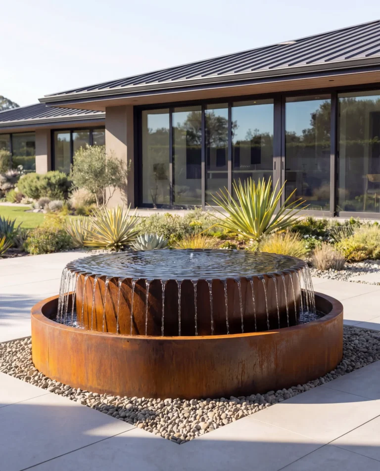 TOS Corten Circular Architecture Infinity Waterfall outdoor waterfall water feature