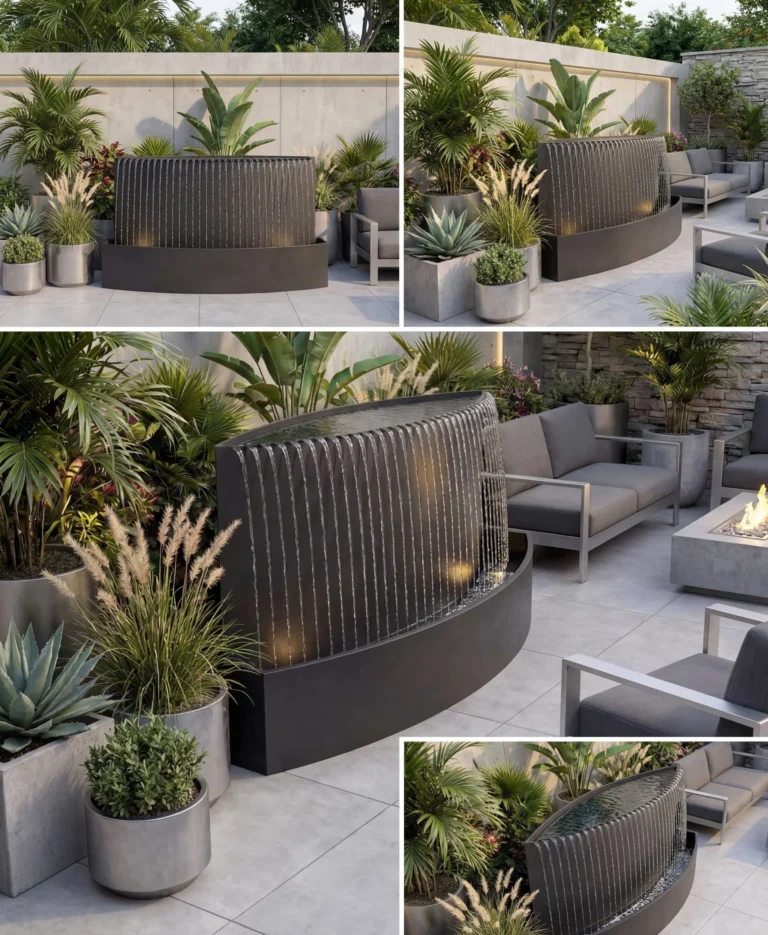 TKS Curved Architectural Rain Waterfall outdoor waterfall water feature