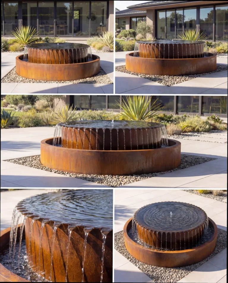 TOS Corten Circular Architecture Infinity Waterfall outdoor waterfall water feature