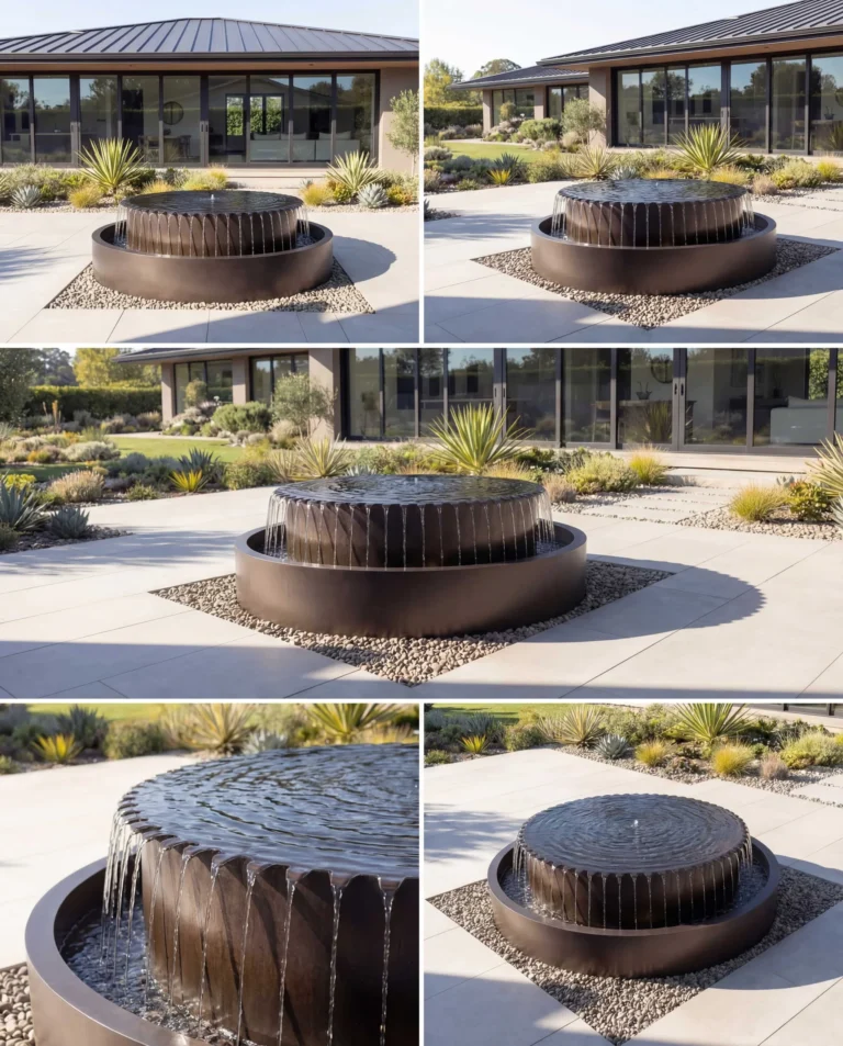 TOS Curved Circular Architectural Waterfall outdoor waterfall water feature