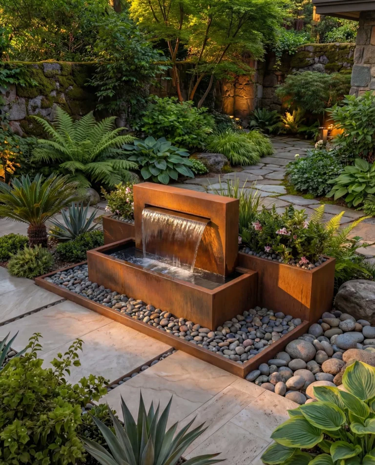 DS100 Corten Architectural Waterfall outdoor waterfall water feature
